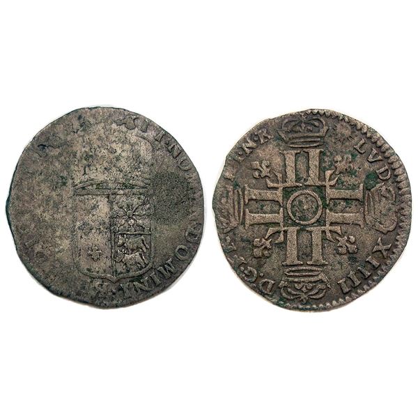 1695-“Dot in Circle” [Pau Mint] Sol de 15 Deniers de France-Navarre-Bearn, Gadoury