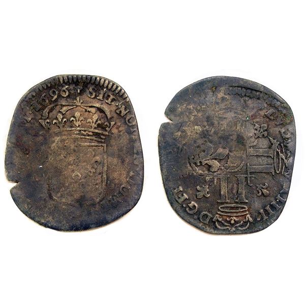 1696-L [Bayonne Mint] Recoined Sol de 15 Deniers, Gadoury 93.