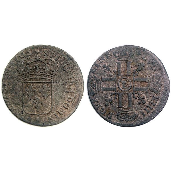 1705-Crowned L [Lille Mint] Sol de 15 Deniers, Gadoury 91.