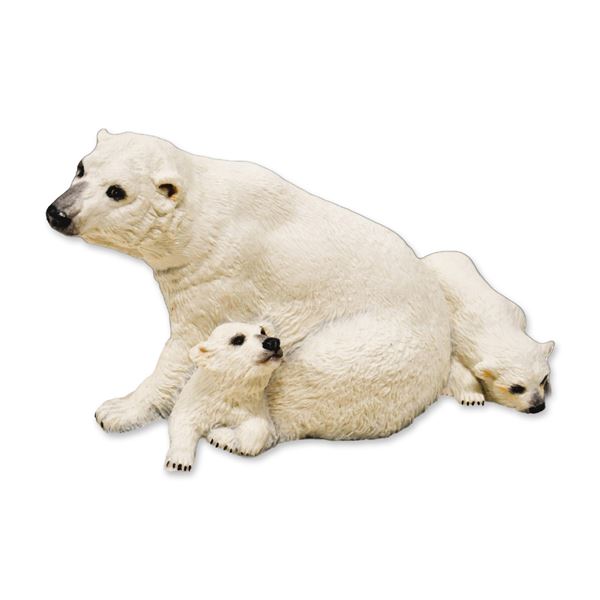 Boehm Porcelain Polar Bear With Cubs Sculpture, 1983