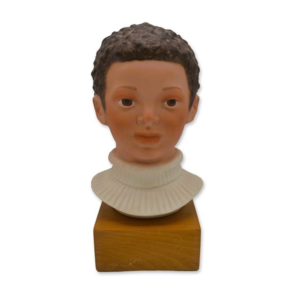 Cybis Porcelain Jason, Child Bust On Wood Base, 1978