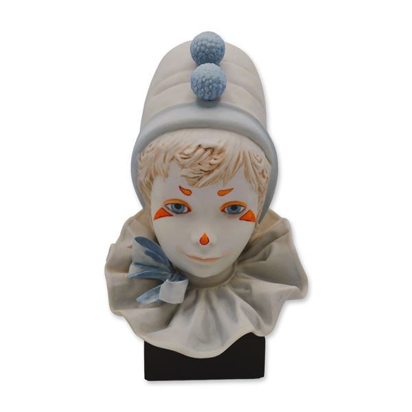 Cybis Porcelain Child Clown Head Funny Face, On Wood Base, 1976