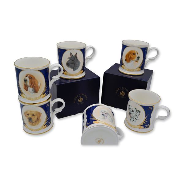 6Pc Royale Stratford Porcelain Dog Mugs, 1995