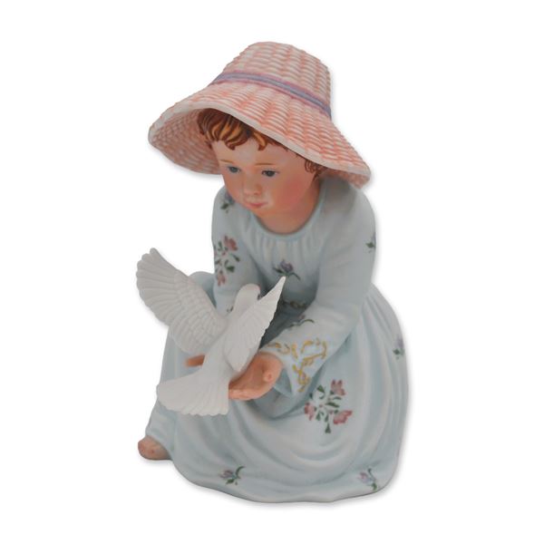 Edna Hibel Porcelain LE Figurine Angelica With Doves