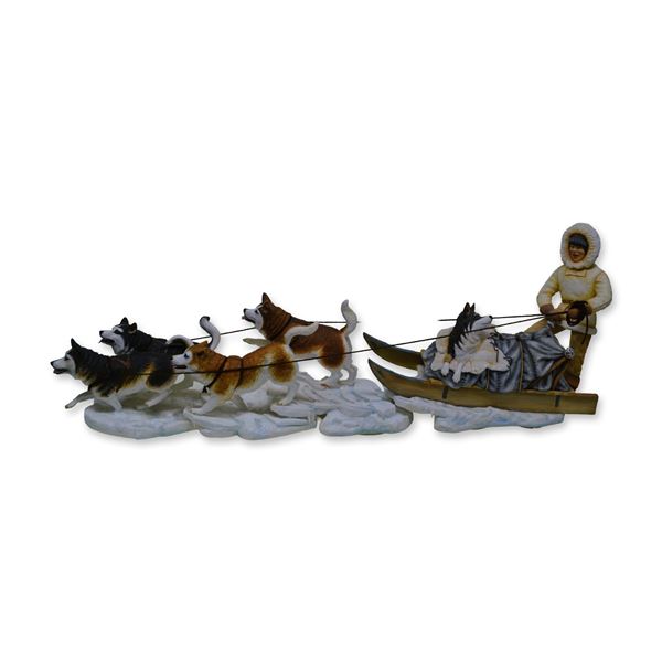 Connoisseur Porcelain Sculpture Eskimo Boy With Sled and Dog Team, "Hard Lesson," 1988, Prototype Mo