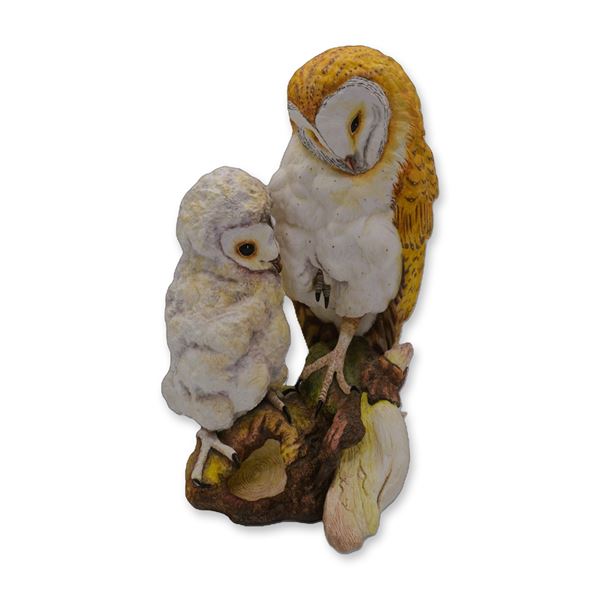 Connoisseur Porcelain Sculpture Barn Owl With Young, Prototype Model AP, Rare