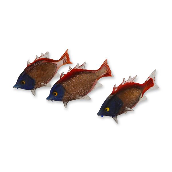 3Pc Murano Art Glass Multi-Color Tropical Fish Collection