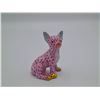 Image 5 : Herend Porcelain Figurine Chihuahua Dog, Raspberry Fishnet W/24kt Gold Applied