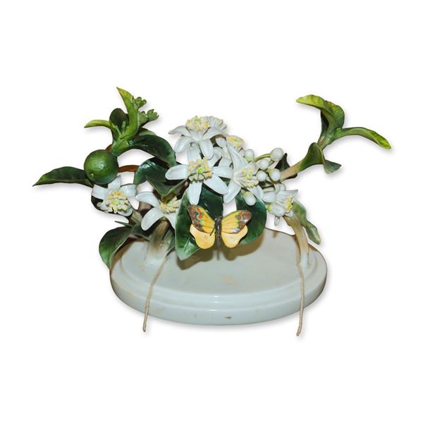 Royal Worcester Porcelain Sculpture LE Dorothy Doughty Orange Blossom Spray W/Butterfly, 1947, OB