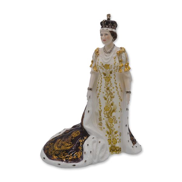 Royal Worcester Porcelain LE Figurine Queen Elizabeth, The Queen Mother In Her Coronation Robes, RW4