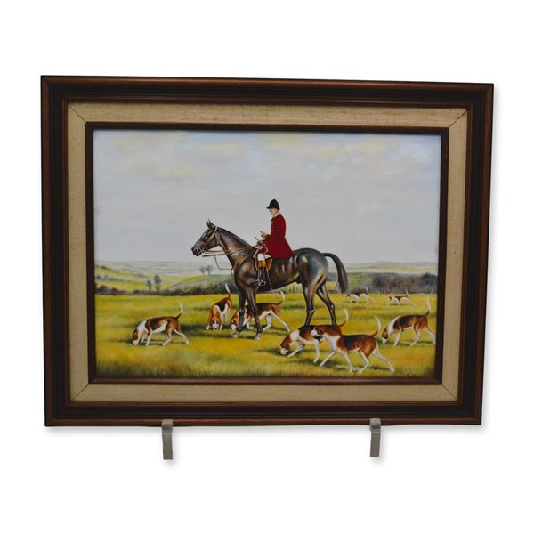 Boehm Porcelain Original Painting, Morning Hunt, W/Frame, 1975, Rare