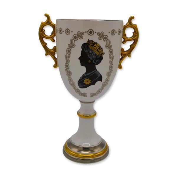Coalport Two Handled Loving Cup Goblet, Queen Elizabeth II, Silver Jubilee, 1977