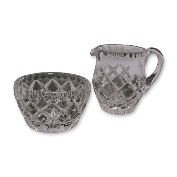 2Pc Ceska Czech Cut Crystal Sugar And Creamer, 1982