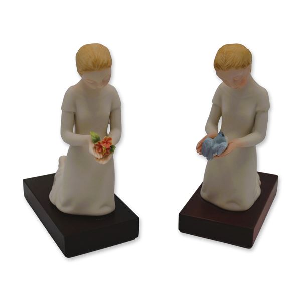 2Pc Cybis Porcelain Figurines First Flight, 1966