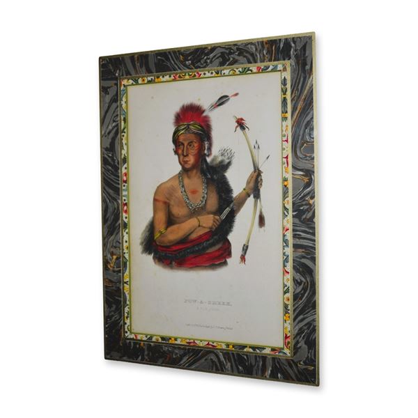 McKenney & Hall Pow-A-Sheek, A Fox Chief, Original, W/Frame, 1842-1844