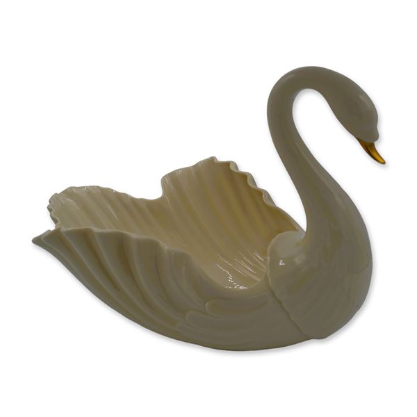 Lenox Porcelain Millenium Swan Centerpiece W/24K Gold Applied, 2000