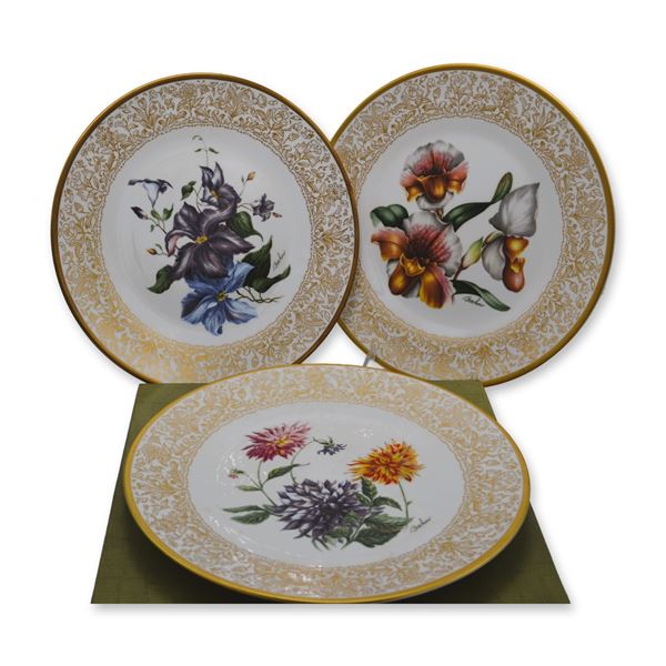 3Pc Boehm Porcelain LE Flowers Of The World Plates, 1979, W/Boxes