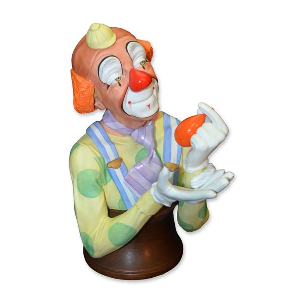 E. J. Rohn Porcelain LE Sculpture Party Clown, Signed, 1981