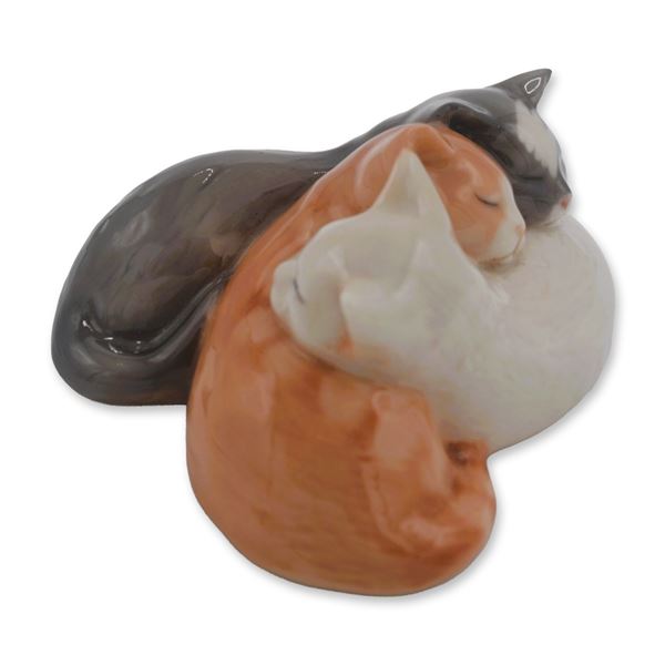 Royal Copenhagen Porcelain Mini Collection Cuddling Cat Trio, # 684, 21st C