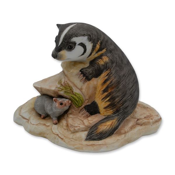 Kazmar Porcelain American Badger Cub Sculpture, LE, Signed, Vintage