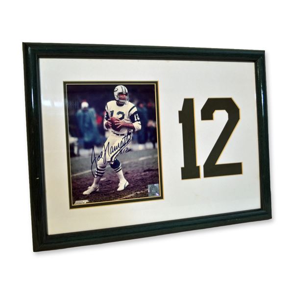Joe Namath, #12, NY Jets  Autographed Photo, Official NFL Licensee, Custom Frame