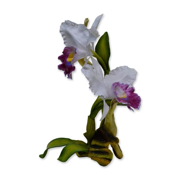 Connoisseur Porcelain Tropical Dawn Orchid Floral Centerpiece, Prototype Model,  AP, Rare