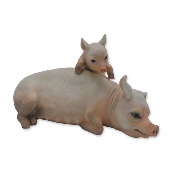 Boehm Porcelain Sow and Piglet Sculpture, 1980