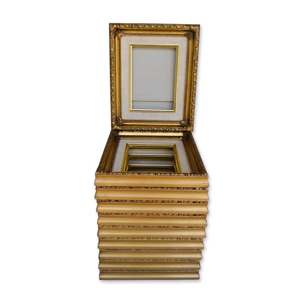 10Pc Picture Frames Specialty In Gold Tone W/Linen Insert, 5" x 7" Overall, 11" x 9," 2005