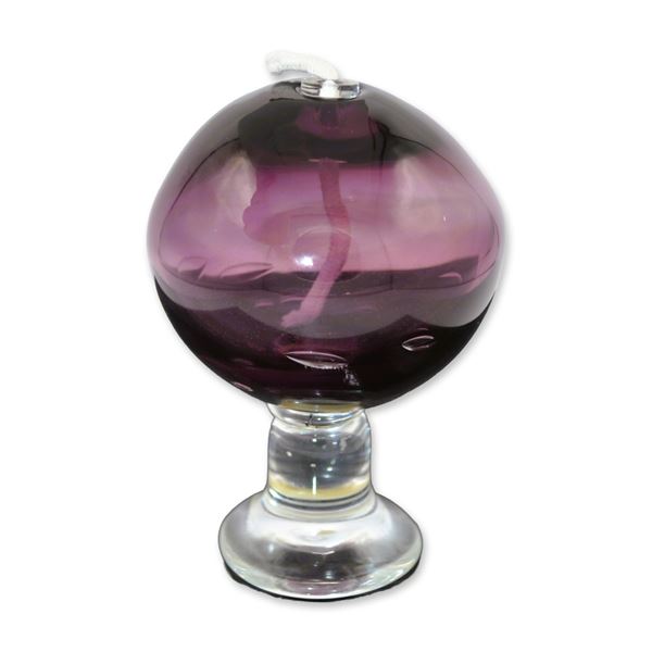 Bird Brain Art Glass Hand Blown Glass Oil Lamp, Purple, 2003