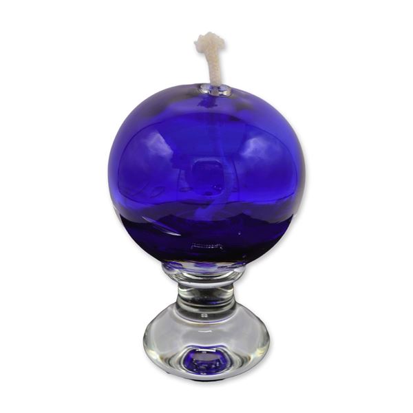 Bird Brain Art Glass Hand Blown Glass Oil Lamp, Blue, 2003