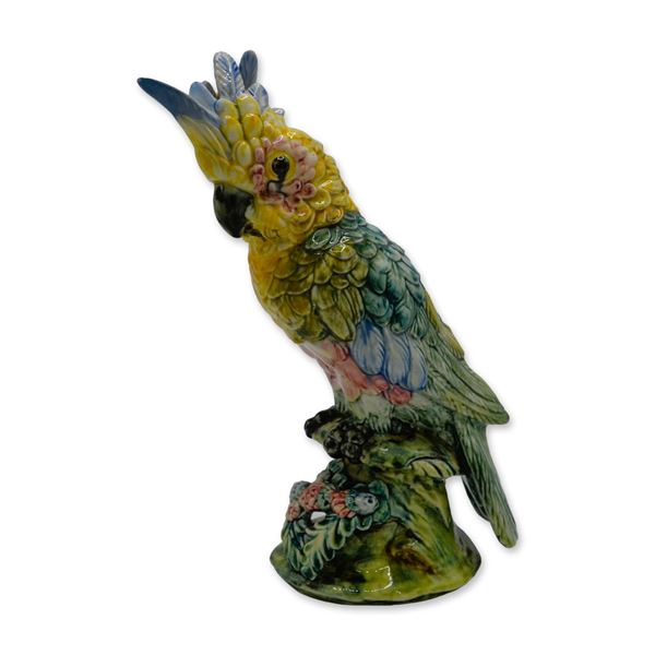 Stangl Pottery Large Cockatoo Majolica Bird Sculpture, 3584, 1942, 12"H