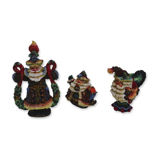 3Pc Possible Dreams Crinkle Claus Pitcher, Tea Pot and Lyre Figurines, 1998-99