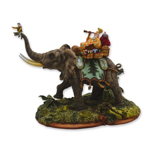Maruri USA LE Santa's World Travels "Santa's Safari" Elephant Sculpture, 1996