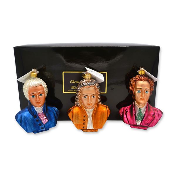 3Pc Christopher Radko LE Ornaments Hooked On Classics, Famous Musicians, 1998, W/Box