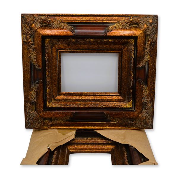 2Pc Mahogany Brown W/Gold Tone Accents Ornate Picture Frames, 2005