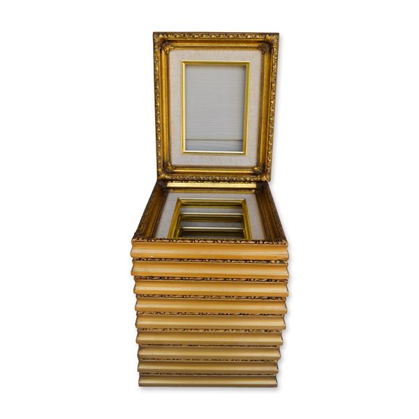 10Pc Frames Specialty In Gold Tone W/Linen 5" x 7" Insert Custom Picture Frame, 11" x 9," 2005