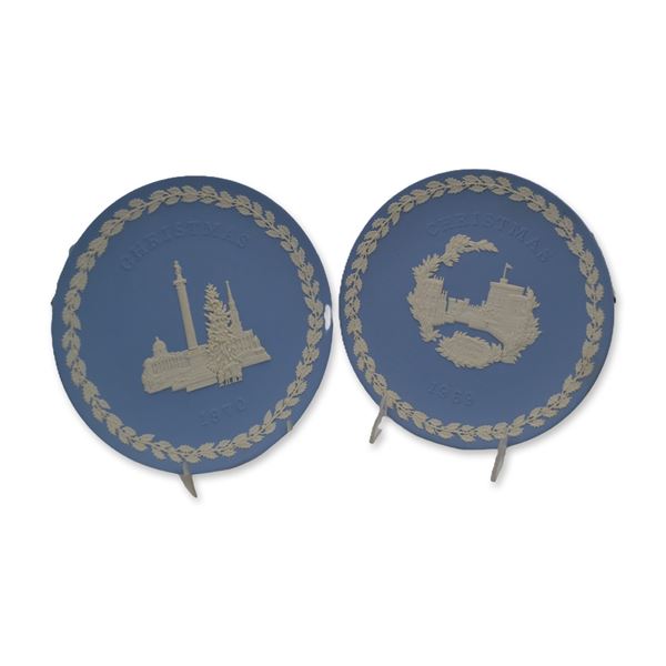 2Pc Wedgwood Christmas Plates, 1969-1970, OB