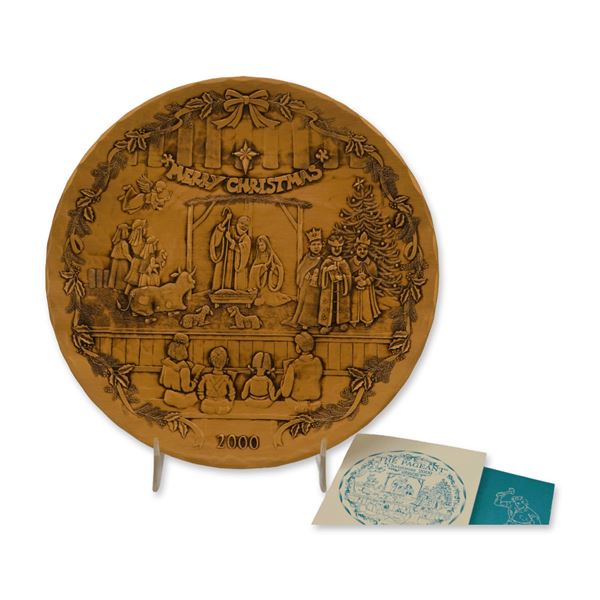 Wendell August LE "The Pageant" Christmas Plate, Solid Bronze, 2000 W/Box