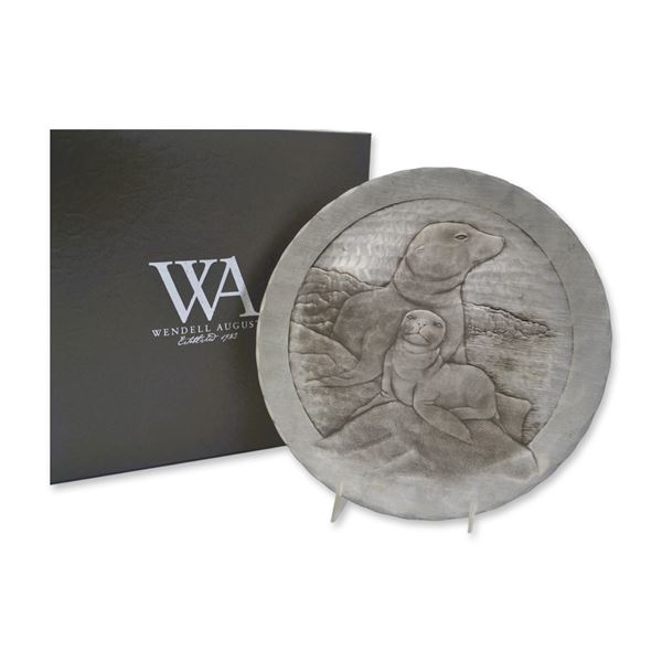 Wendell August LE Animal Kingdom Series The Seals Pewter Plate, W/Box, 1991