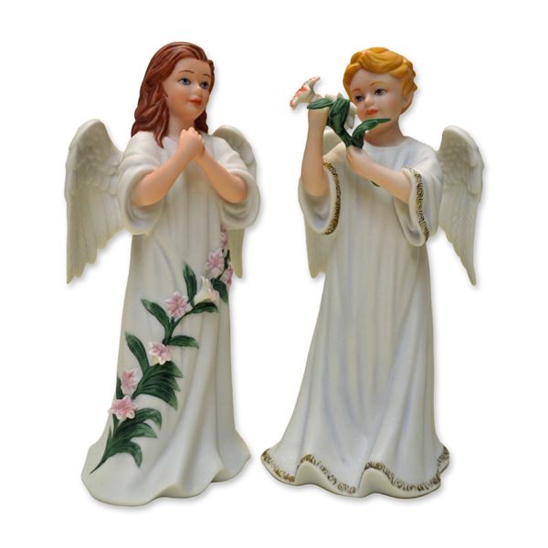 2Pc RNR Muriel & Michael Porcelain Angel Figurines, 2006