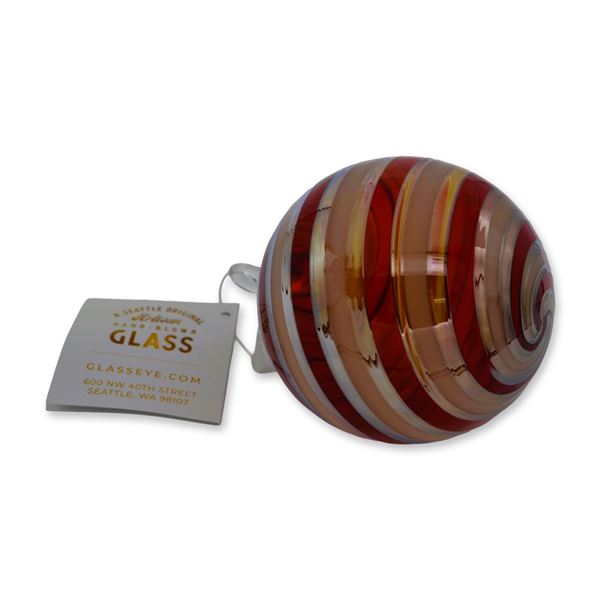Glass Eye Studio Art Glass Holiday Ornament Cinnamon Swirl, Grand Artisan Collection, 2022