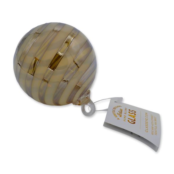 Glass Eye Studio Art Glass Holiday Ornament Nutmeg Swirl, Grand Artisan Collection, 2022