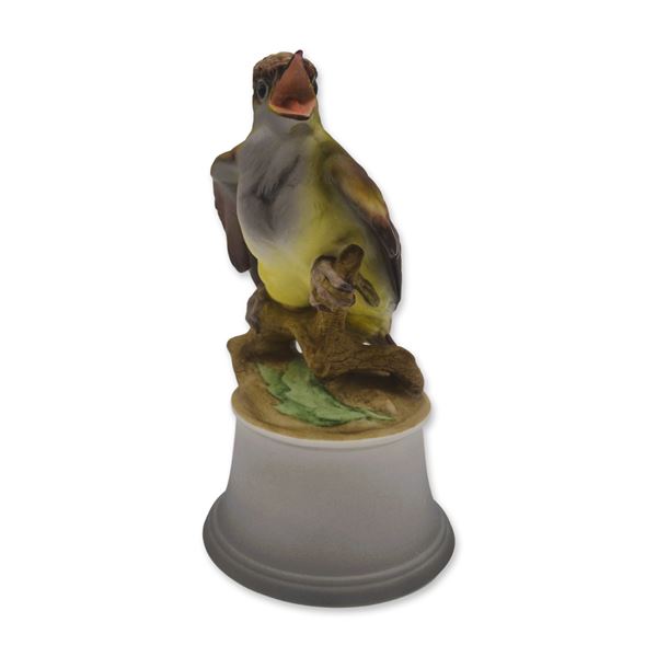Boehm Porcelain Baby Crested Flycatcher Bird Sculpture, 1962, W/Rare Gray Base, Ed. Of 13
