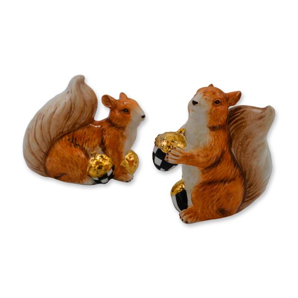 Mackenzie-Childs Walk In The Woods Squirrel Salt & Pepper Shaker Set, W/Box