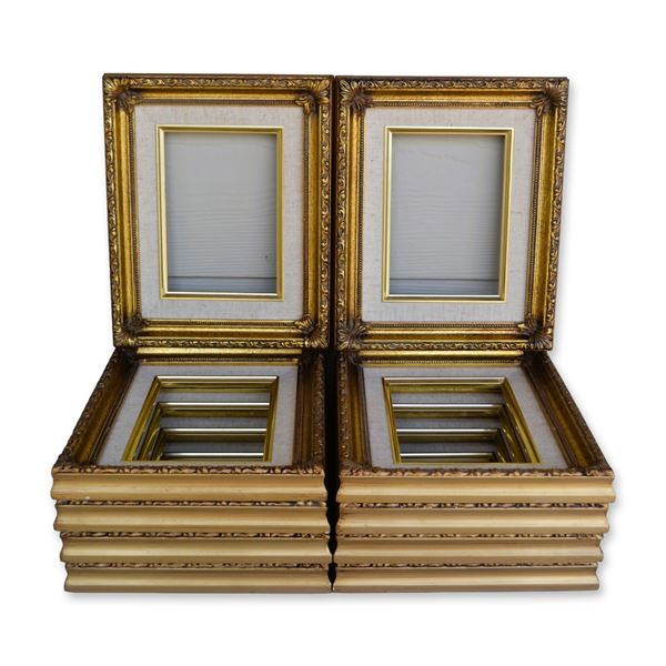 10Pc Frames Specialty In Gold Tone W/Linen 5" x 7" Insert Custom Picture Frames, 11" x 9," 2005