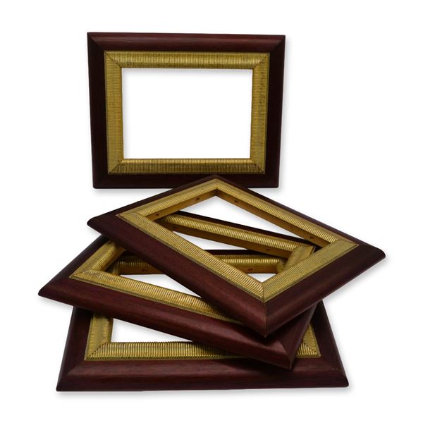 4Pc Mahogany Brown W/Gold Tone Accent Picture Frames Collection, 8" x 10," 2005