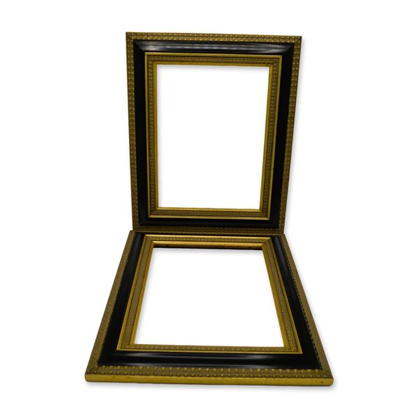 2Pc Black W/Gold Tone Accent Trim Picture Frames, 13" x 16" Overall, 9" x 12" Insert, 2005