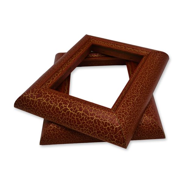 2Pc Red W/Gold Crackle Picture Frames, 8" x 10," Overall, 5" x 7" Insert, 2005