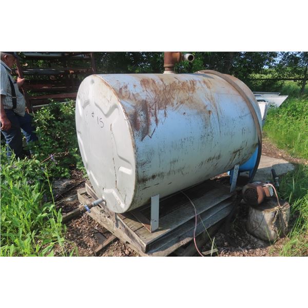 John Wood 200 Gallon Metal Oil Tank with Approx 50 Gallon Used Oil