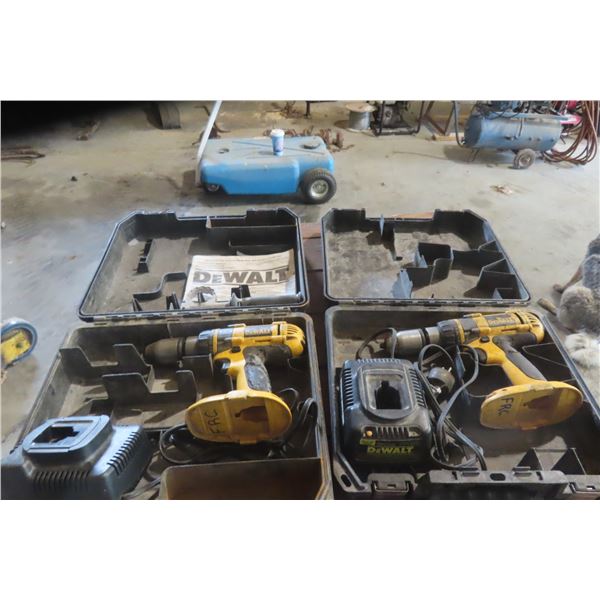 2 DeWalt 7.2 V Cordless 1/2" Drivers with Chargers & Cases - No Batteries